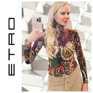 Etro Silk and Cashmere Turtleneck Sweater, Lightweight and Luxe IT 40 fits XS